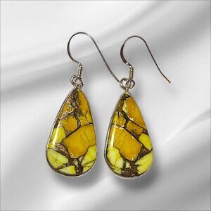 NEW Honey Yellow Dahlia Sterling Silver Dangle Earrings
